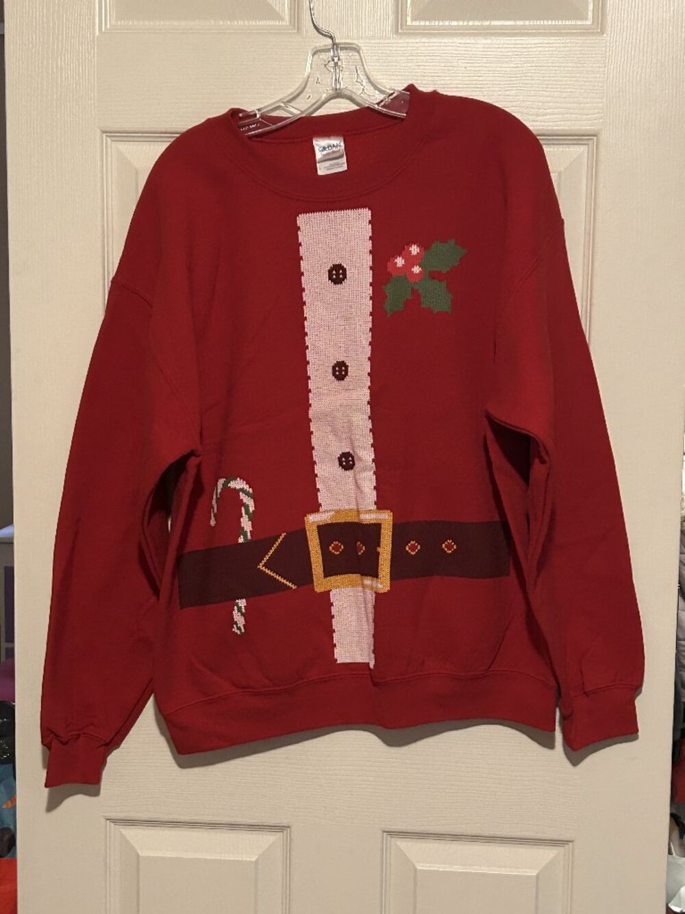 Unisex Gildan Red Santa Suit Sweatshirt sz L